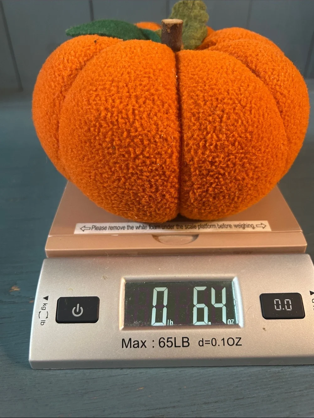 Plush Felt Orange Pumpkin Fall Decor with Green Leaf & Wood Stem | Halloween